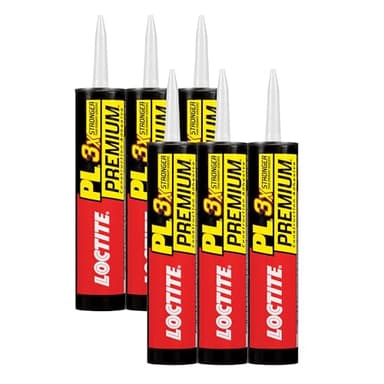 Loctite PL Premium Polyurethane Construction Adhesive, 10 fl oz Cartridge, 6 Pack - Versatile Construction Glue for Wood, Concrete, Stone, Metal & More