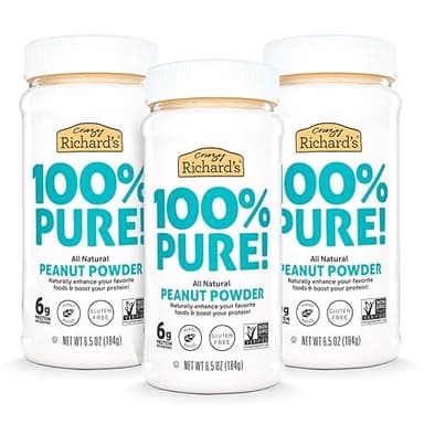 Crazy Richard's 100% All-Natural Peanut Butter Powder with No Added Sugar and Non GMO (6.5 Ounces, Pack of 3)