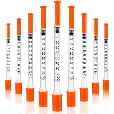 U-100 Insulin Syringes with Needle 50 PACK - 1cc 30g 5/16" (8mm) Lab Syringes,Individually Wrapped