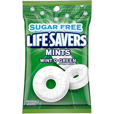 LIFE SAVERS Breath Mints Sugar Free Candy, Wint-O-Green Mint Hard Candy Bag for Goodie Bags, Road Trips, School, Work, 2.75 oz (Pack of 12)