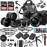 Sony a6700 Mirrorless Camera with 16-50mm Lens, 128GB Extreme Speed Memory,.43 Wide Angle & 2X Lenses, Case,Tripod, Filters, Hood, Grip,Spare Battery & Charger,Editing Software Kit -Deluxe Bundle