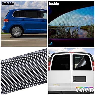 VViViD Black Perforated One-Way Vision Vinyl Automotive Window Wrap Roll (10ft x 4ft)