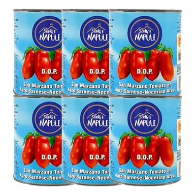Song' E Napule San Marzano DOP Authentic Whole Peeled Plum Tomatoes, 28 Ounce (Pack of 6)