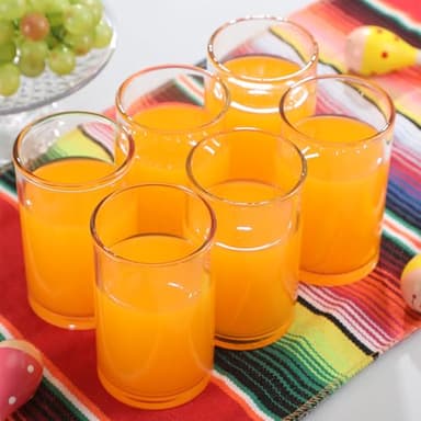 Skylety Hand Blown Mexican Drinking Glasses Set of 6 Natural Clear Tumblers 14 oz Mexican Recycled Drinking Juice Glasses for Dishwasher-safe Kitchen