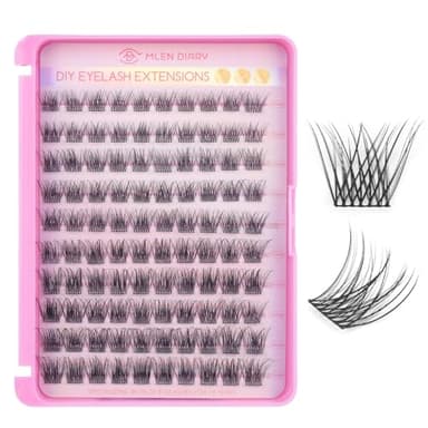 MLEN DIARY Lash Cluster DIY Eyelash Extensions 100 Clusters Lashes 10-16mm D Curl Mega Wispy Volume Individual Lashes Eyelash Clusters Extensions DIY at Home
