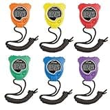 Champion Sports 910SET Stopwatch Timer Set: Waterproof, HandHeld Digital Clock Sport Stopwatches with Large Display for Kids or Coach - Bright Colored 6 Pack, Assorted