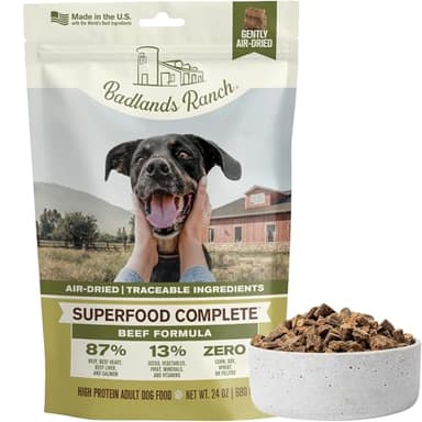 BADLANDS RANCH by Katherine Heigl – Superfood Complete Air-Dried Beef Dog Food – High Protein with Superfoods for Daily Wellness & Consistent Nutrition – 24 oz