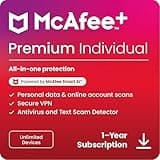 McAfee+ Premium Individual Unlimited Devices 2025 | Cybersecurity Software Includes Antivirus, Secure VPN, Password Manager, Identity Monitoring | Download