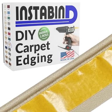 Instabind Premium Carpet Edge Binding – Regular Style Carpet Edge Trim for Do-It-Yourself Rug Edging, With Durable Hold, Easy Finishing for Rug Edges - USA Made Flooring Products – 54 ft Roll, Heather