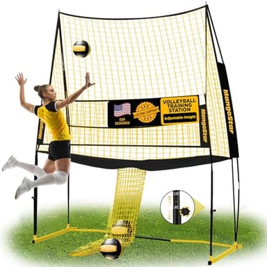 MangoStar Volleyball Training Equipment, Volleyball Net System with Freely Height-Adjustable for Backyard, Volleyball Practice Net for Serving Setting Spiking, Easy Set Up for Indoor and Outdoor Use