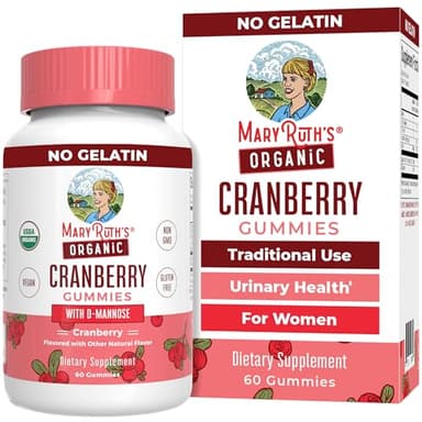 MaryRuth Organics Organic Cranberry Gummies - 500mg Supplement | Urinary Tract Health for Women | with D Mannose | Traditional Use | USDA Organic | Vegan | Non GMO | 30 Servings