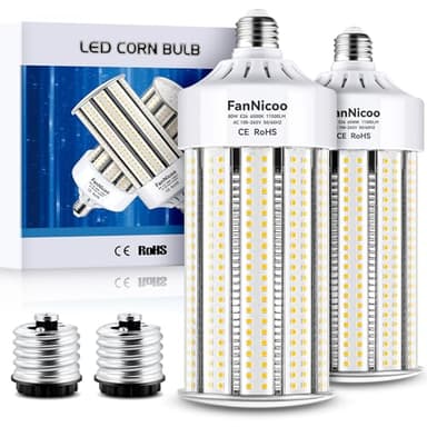 2 Pack 1000W Equivalent Led Corn Bulb Super Bright 11500 Lumen 6500K Daylight White 80W Corn Light Bulb E26/E39 Base LED Corn Light Bulb for Outdoor Indoor Garage Basement Warehouse Workshop Backyard