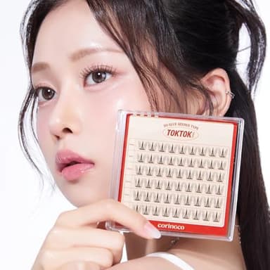 CORINGCO Toktok Hara Light Self Adhesive False Eyelashes, Natural Look, No Glue Needed, Assorted Set of 9/10/11mm, Reusable Lash Clusters Kbeauty (cherry coke light)