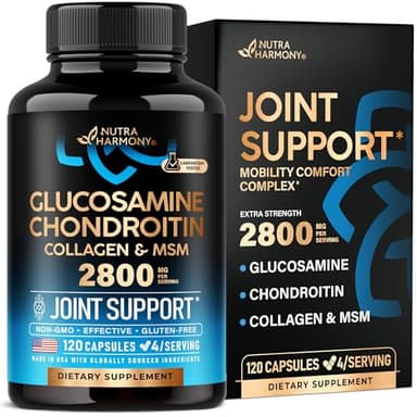 Glucosamine Chondroitin MSM Collagen | HSA | Joint Support Supplement 2800 mg | Made in USA | FSA Approved Product Items | Flexibility Nutritional Vitamins | For Men & Women, 120 Capsules