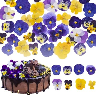 50 Pcs 8 Kinds Natural Dried Pressed Edible Flowers for Cake Topper Decorating - Mix Viola Tricolor for Cupcake Toppers, Flores Comestibles Para Pastel, Cocktails, Resin Jewelry Making, DIY Art Crafts