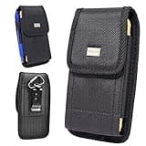 AISCELL Outdoor Tactical Carrying Case for CAT S62, S62 Pro, S42, S48c,S41,S61 Heavy Duty Black Nylon Pouch Steel Belt Clip Loop Canvas Hip Waist Holster 6.50 X 3.50 X 0.80 Inches