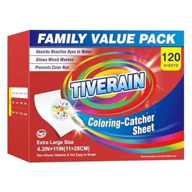 TIVERAIN 120 Counts Coloring-Catcher Sheet for Laundry,Color Grabbers Laundry Sheet,Allow Mixed Washes and Prevents Color Runs,Fragrance Free Color Absorber Sheets for Washer No Fluorescent Agent