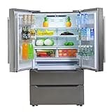 Techomey 22.5 Cu.Ft 36" French Door Refrigerator, Full Size Refrigerator with Ice Maker, 4-Door Freestanding Upright Freezer and Fridge, Fingerprint Resistant Stainless Steel