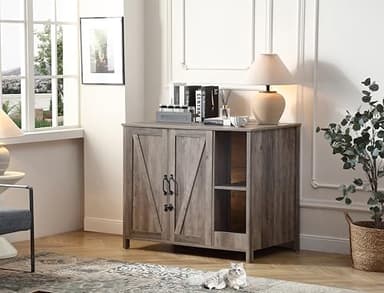 Forest Gravity Large Cat Litter Enclosure With Litter Collector, Enclosure for self-Cleaning Litter Boxes,Adjustable Shelf for Dog Proof and Storage,charging station,Locks Added for cat,Cat House,Grey