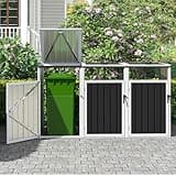 Zevemomo Outdoor Trash Can Storage Shed for 3 Trash Bins, 2.69'D×7.28'W Metal Garbage Can Storage Shed, Outdoor Trash Can Shed, Waterproof Garbage Bin Storage Shed for Garden Backyard Patio Lawn