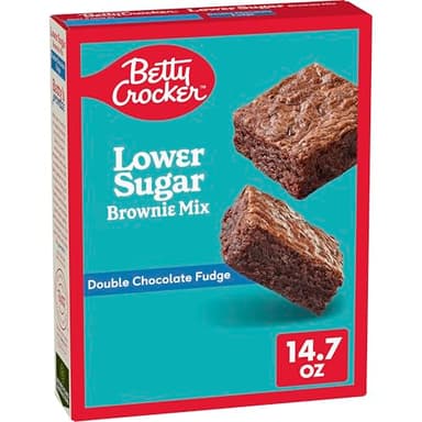 Betty Crocker Lower Sugar Brownie Mix, Double Chocolate Fudge, No Artificial Sweeteners, 14.7 oz