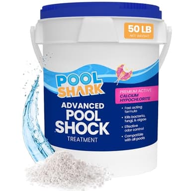 68% Calcium Hypochlorite Pool Shock for Swimming Pools - Chlorine Granules Swimming Pool Shock 50 lbs Bucket - Pool Chlorine for Inground and Above Ground Pool Treatment, Saltwater (50lbs)