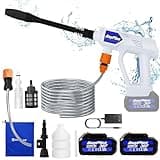 Cordless Portable Power Washer, 652PSI Portable Pressure Washer with 2 Batteries, Handheld Pressure Washer Gun with Nozzles, 5m Hose Cordless Jet Washers/Pressure Washers for Car Washing/Home/Floor