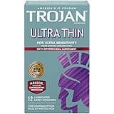 Trojan Condom Sensitivity Ultra Thin Spermicidal, 12 Count