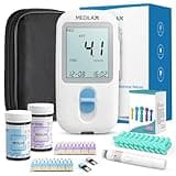 Medilax Ketone Monitor and Glucose Meter Kit - Dual Blood Sugar and Ketone Test Meter Kit with 10 Ketone Test Strips, 10 Glucose Test Strips, Lancets & Lancing Device, Strip Calibration Needed