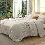 Bedsure Queen Size Comforter Set, Beige Soft Prewashed Bedding for All Seasons, 3 Pieces GentleSoft™ Warm Down Alternative Bed Set, 1 Lightweight Comforter (90"x90") and 2 Pillowcases (20"x26")