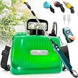 SideKing Battery Powered Sprayer, Upgraded 1.35 Gallon Electric Garden Sprayer with Battery Indicator, 23.6" Telescopic Wand, 3 Mist Nozzles, Shoulder Type Weed Sprayer for Yard, Lawn and Garden