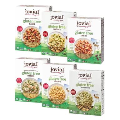 Jovial Whole Grain Brown Rice Pasta Variety Pack (Mafalda, Farfalle, Elbows, Fusilli, Casarecce, Penne) - Organic Whole Grain Brown Rice Pasta, Gluten Free, Dairy Free, Made in Italy - 12 Oz, 6 Pack