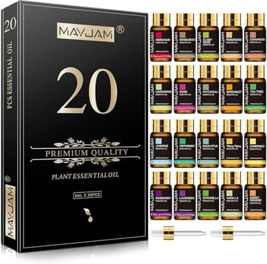 MAYJAM Tea Tree 20 Pcs Pure Essential Oil Gift Set, for Diffuser, Humidifiers, Skin Care, Massage, Fragrance Oil Scent for DIY Candle and Soap Making, Gift for Friend (5ML)