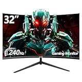 Gawfolk 32 Inch Curved Gaming Monitor 240Hz, 1800R PC Monitor Full HD 1080P, Frameless Computer Dispaly with Freesync and Eye Care Technology, Wall Mountable