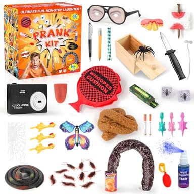 Lokuc Pranks Kit for Kids Adults, 40 PCS Prank Stuff, Ultimate Pranks Scare Kit is Perfect for April Fools, Halloween, Christmas, Birthday Gifts