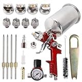 Zeinlenx HVLP Gravity Feed Spray Gun, Automotive Air Paint Spray Gun Kit, Suitable for Auto Paint, Base Coat & Touch Up (RED 4 Nozzle)