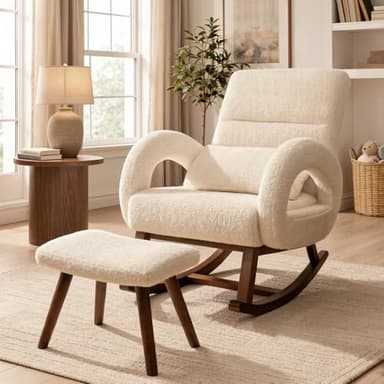 COMHOMA Rocking Chair Nursery with Ottoman, Upholstered Glider Rocker