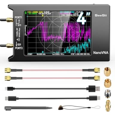 SEESII Upgraded NanoVNA-H4 Vector Network Analyzer, Latest V4.4 9KHz-1.5GHz HF VHF UHF 4" Touch Screen VNA Antenna Analyzer Measures S Parameters,Voltage Standing Wave Ratio, Phase,Delay, Smith Chart