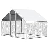 CHIKENCOOP Chicken Coop Large Metal Chicken Run for 6/10 Chickens Poultry Cage with Waterproof Cover for Duck Walk-in Chicken Pen for Yard