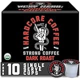 Hardcore Single Serve Coffee Pods for Keurig K Cup Brewers, High Caffeine, Strong Roast, 10 Count