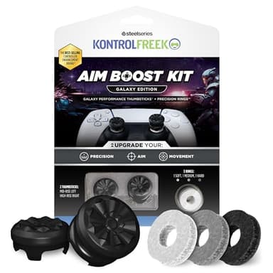 KontrolFreek Aim Boost Kit for PlayStation 5 (PS5) and PlayStation 4 (PS4) Controller | Includes Performance Thumbsticks and Precision Rings | Black Galaxy Edition