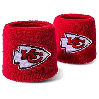 NFL Kansas City Chiefs Franklin Sports Kansas City Chiefs Embroidered Wristbandsnfl Embroidered Wristbands, Red, One Size