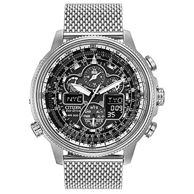 Citizen Eco Drive Navihawk Black Dial SS Chrono Quartz Men's Watch JY8030-83E
