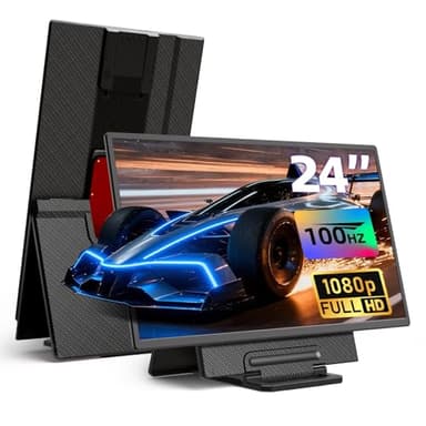 23.8" Large Portable Monitor - 1080P FHD 100Hz IPS HDR Second Screen, HDMI/USB-C Gaming Monitor with Magnetic Stand(Height-Adjustable & Rotatable), Speakers, VESA Mount Display for Laptop/MacBook/PC