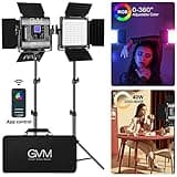 GVM RGB Led Video Light, 2PCS Video Lighting Kit with APP Control, 40W Photography Lighting Led Panel Light with 8 Kinds of The Scene Lights for Studio YouTube, 3200K-5600K, CRI 97+
