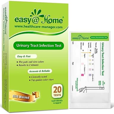 Easy@Home 20 Individual Pouches Urinary Tract Infection FSA Eligible Test Strips (UTI Test Strips) Monitor Bladder or Urinary Tract Issues by Testing Urine, 20 Tests/Box-FDA Cleared (UTI-20P)