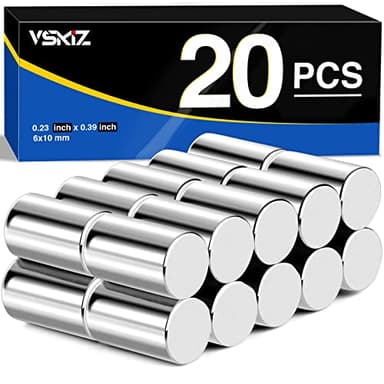 VSKIZ 0.24x0.39in Magnetic Cylinder, 20Pcs Strong Cylinder Rod Magnets Round Disc Crafting Sticker Holder Lifter Fastener Magnets Multi-use Permanent Rare Earth Magnets for Crafts, Fridge, Whiteboard