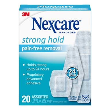 Nexcare Strong Hold Pain Free Removal Bandages, Assorted, 20 count