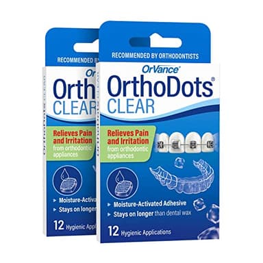 OrthoDots Clear – 24-Hour Protection | Sticks Better Than Dental Wax | Moisture Activated Braces Wax Alternative for Pain Caused by Braces, Clear Aligner Trays, and Other Orthodontic Appliances