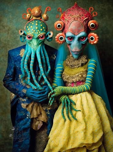 Cross & Glory - Meet The Aliens: Xantara and Nykara - 1000 Piece Jigsaw Puzzle | Unique Alien Couple Artwork | Satin Finish